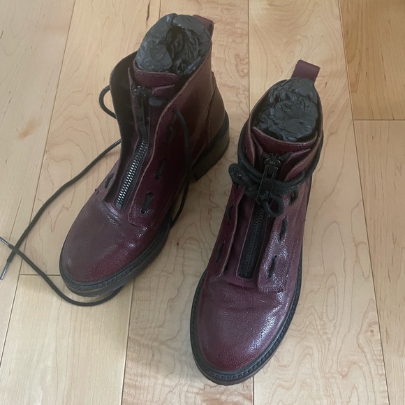 Rag Bone Deep Burgundy Cannon Leather Combat Boot
